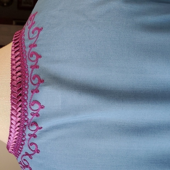 Mods international Bohemian, style dress, medium blue with purple enbroidery. M - Picture 7 of 12